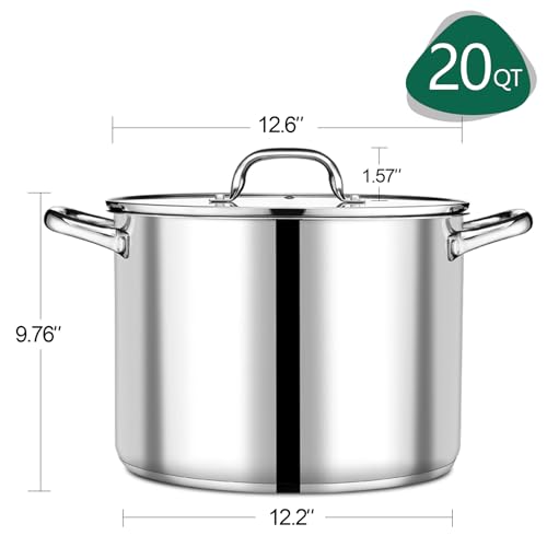 20 QT Stainless Steel Stock Pot with Lid