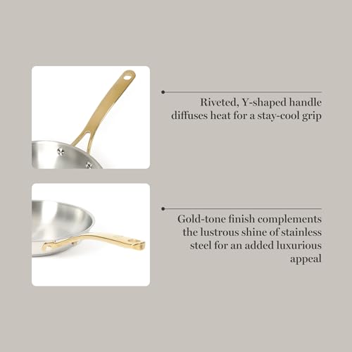 Castelle 9.5 Inch Stainless Steel Frying Pan with Gold