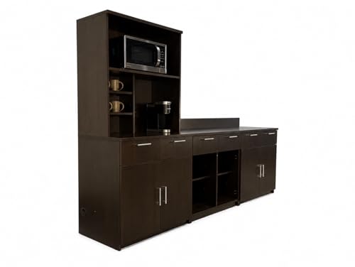 3 Door Breakroom Hutch Cabinet with Microwave Space