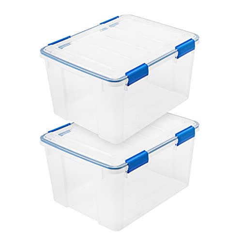 2 Pack 44 Qt Storage Bins with Gasket Lids (2 Count)