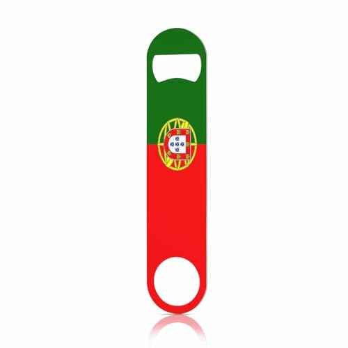 Portugal Flag Stainless Steel Bottle Opener Red Green Gold Europe Country Sign Patriotic Ensign Flat Beer Bottle Opener Keychain for Home Kitchen Bar Restaurant Party Birthday Gift