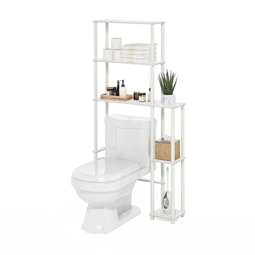 Turn-N-Tube Over The Toilet Storage, 5-Shelf Over The Toilet Organizer, Freestanding Space Saver Bathroom Shelf, for Bathroom Organizers and Storage, White