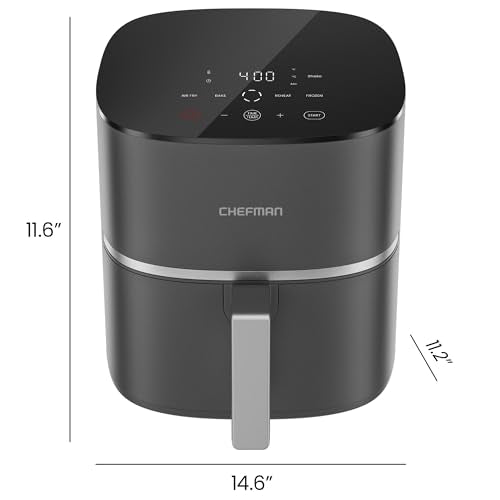 TurboX 4-in-1 Air Fryer, 5-Quart Airfryer for Extra Crispy Chicken, Fries, Wings, and More, Air Fry, Bake, Reheat, and Frozen Functions, Digital Touch Controls, Dishwasher Safe - Gray