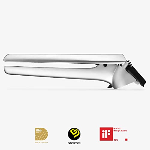 Garject 2-In-1 Garlic Peeler, Garlic Press & Mincer with Garlic Peel Ejector, Chrome-Plated Zinc - Black