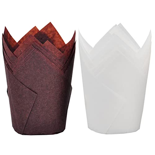 Large size White+Brown Tulip Baking Cups 2 (130 Count)