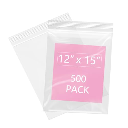 500 Pcs 12" x 15" Large Plastic Zip Poly Bags (500 Count)