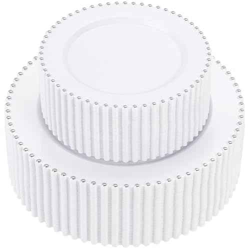100pcs White Plastic Plates with Silver Beads for Bridal Showers (100 Count)