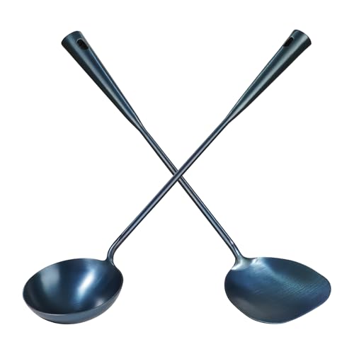Traditional Hand Made spatula & Ladle Wok Tool Set (2 Count)