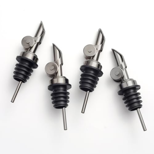 Pack of 4 Premium Liquor Pour Spout Made of Stainless Steel with Automatic Anti (4 Count)