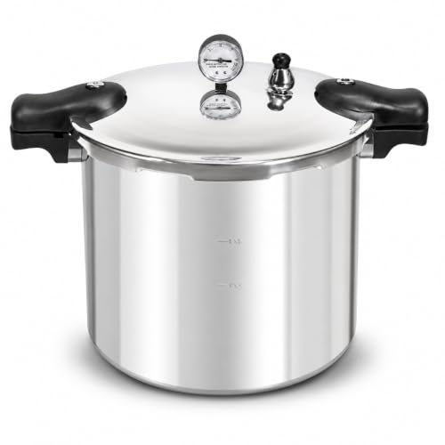 Pressure Canner Release Valve Aluminum Canning Pot Cooker Pot Stove Top with Pressure Gauge Instant Fast Cooking Pot Stewing Locking System