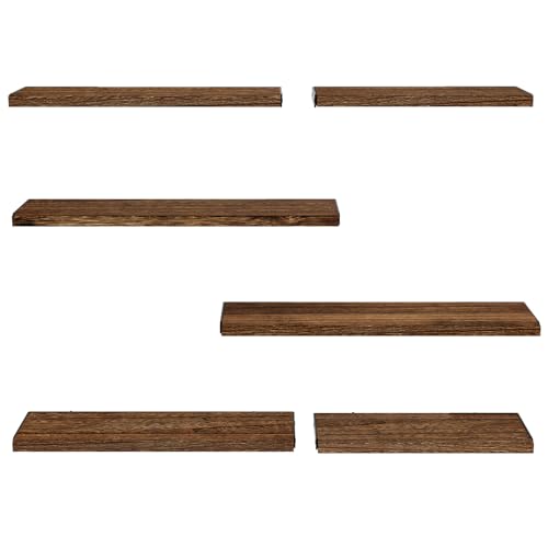 Amada Solid Paulownia Wood Wall Shelves (6 Count)