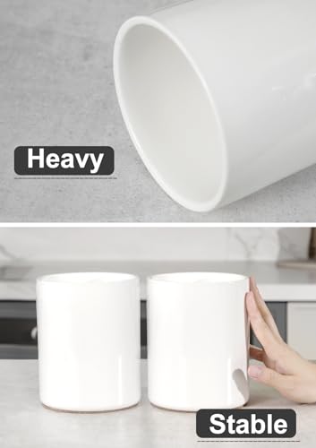 Ceramic Kitchen Utensil Holder for Countertop Organizer 6.4"White