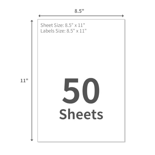 50 Labels 8.5x11 Labels Shipping Address Labels for Laser (50 Count)