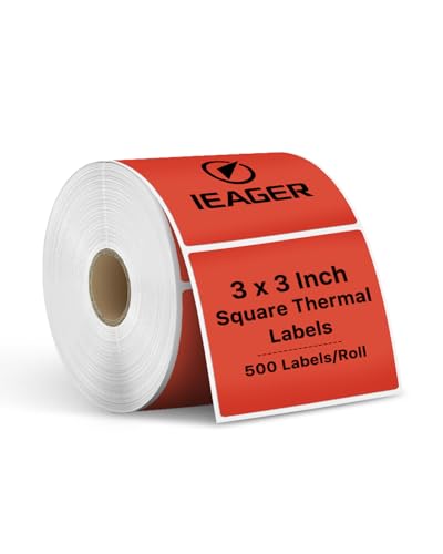 Red 3" x 3" Square Thermal Label Stickers