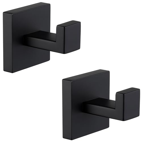 Matte Black Towel Hooks for Bathroom (2 Count)