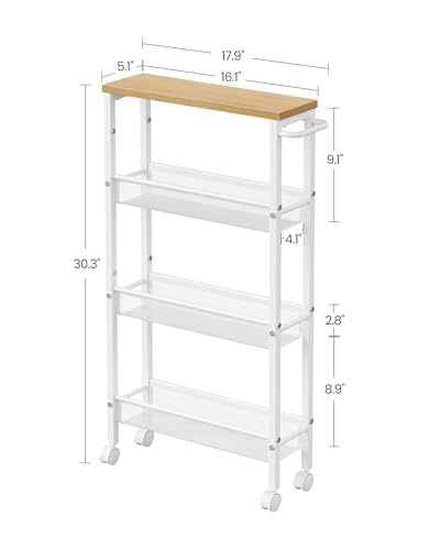 4 Tier Slim Rolling Storage cart with Wheels