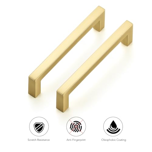 Brushed Gold Cabinet Handles Solid Cabinet Pulls 3 (10 Count)