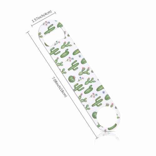 Watercolor Cactus and Flowers Stainless Steel Bottle Opener Pastel Floral Cacti Tropical Green Succulents Flat Beer Bottle Opener Keychain for Home Kitchen Bar Restaurant Party Birthday Gift