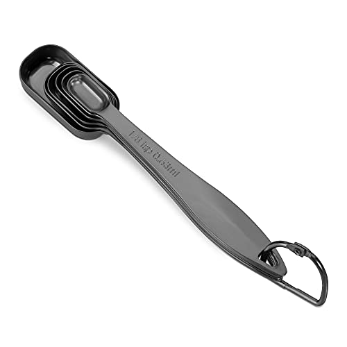 6-Piece 18/8 Stainless Steel Measuring Spoons Set, Dark Gray