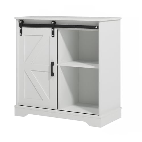 Sliding Barn Door Buffet Sideboard Storage Cabinet Coffee Bar Kitchen Farmhouse Style