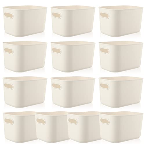 10 Pcs White Plastic Storage Bins 10 x 7 x 6 Inch (10 Count)