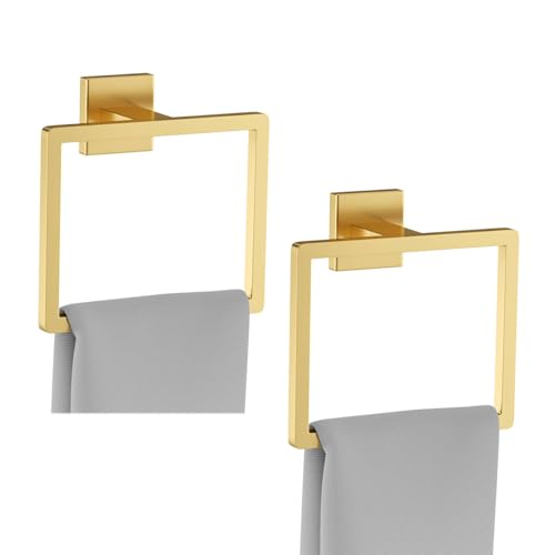 2 Piece Brushed Gold Towel Ring