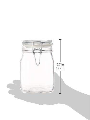 Fido, 2 Pack, 33.75 Oz. Food Storage Glass Jars, Airtight Rubber Seal & Glass Lid, with Stainless Wire Clamp, Mason Jar, Made in Italy (2 Count)