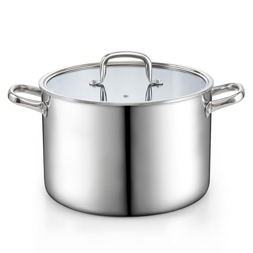 12 Quart Tri Ply Clad Stainless Steel Stockpot with Lid
