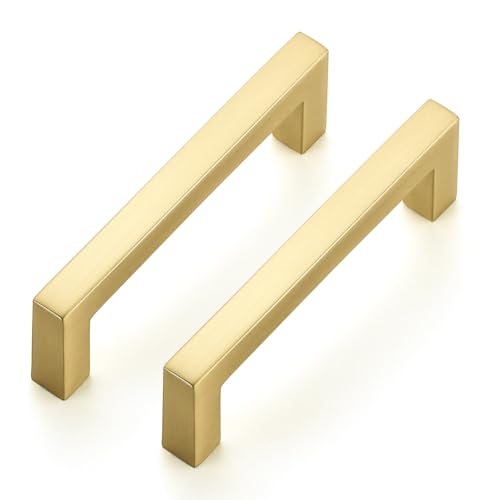 Brushed Gold Cabinet Handles Solid Cabinet Pulls 3 Inch CC (30 Count)