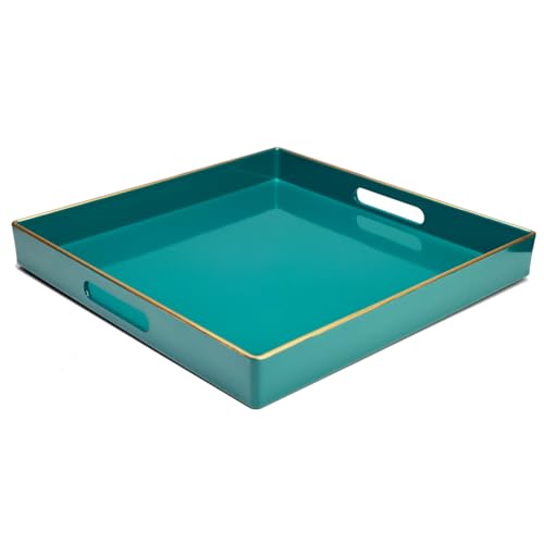 Green Decorative Serving Tray with Handles