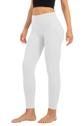 High Waist Butt Lifting Leggings for Women Buttery Soft Breathable Yoga Pants with Hidden Pocket Tummy Control Gym White