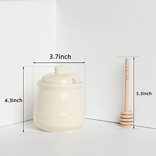 Porcelain Honey Jar with Lid and Honey Dipper (12 Ounce)