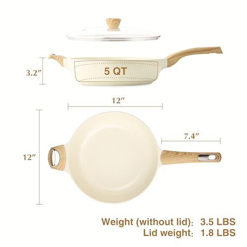 Ceramic Nonstick Frying Pan Skillet with Lid