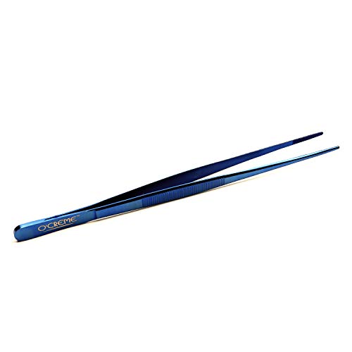 Kitchen Tweezers Tongs Stainless Steel Fine Tip Blue