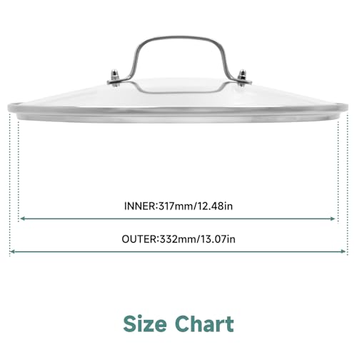 13 IN Glass Lid with Stainless Steel Handle