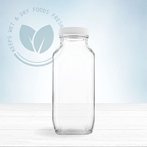 16 oz Glass Milk Bottle with Lid (2 Count)