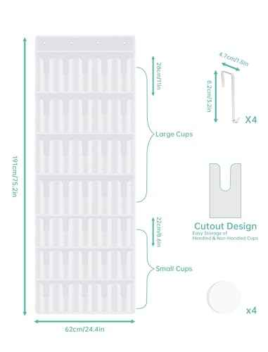 35 Pocket Door Hanging Cup Organizer Fit for Stanley Tumbler 30 40oz