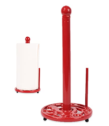 Red Cast Iron Paper Towel Holder for Kitchen Countertop