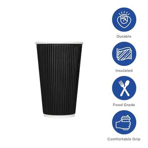 8 oz Ripple Insulated Coffee Cup [500 Count] Black Disposable Paper Hot Cup