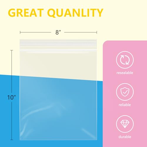 500 Pcs 8" x 10" Plastic Zip Poly Bags (500 Count)