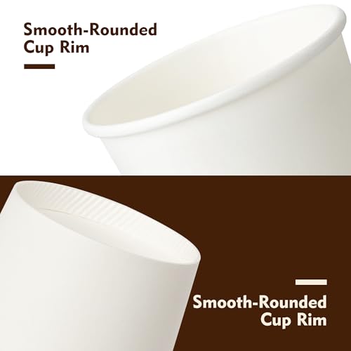 12 oz 100 Pack White Disposable Coffee Cups with Lids (100 Count)