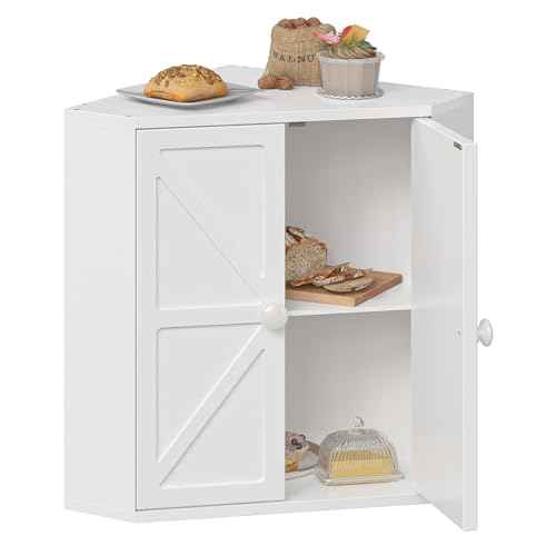 Corner Bread Box for Kitchen Counter Double Layer Bamboo Bread Storage Container Large Capacity Bread Storage Bin Farmhouse Breadbox Organizer