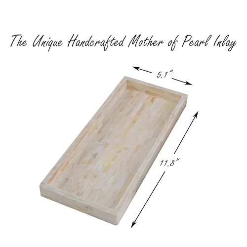 Set of 2 Mother of Pearl Bathroom Tray for Counter (2 Count)