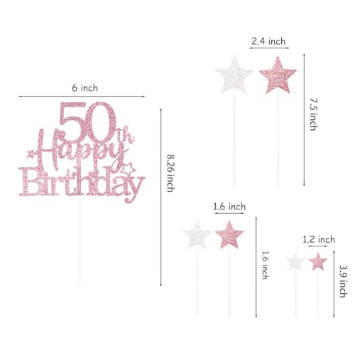 Rose Gold 50th Birthday Cake Topper (7 Count)