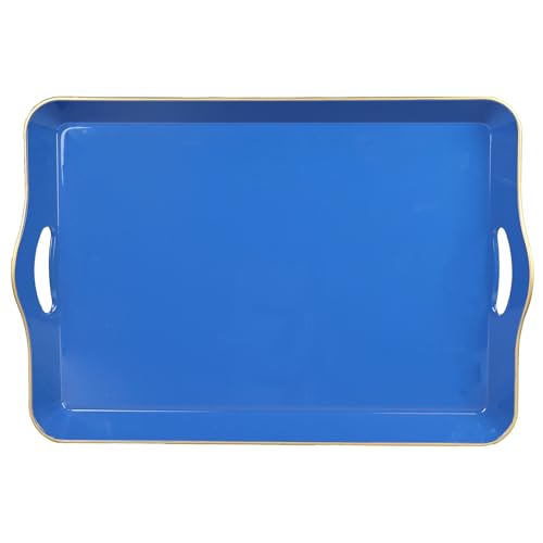 Large Blue Serving Tray with Handles