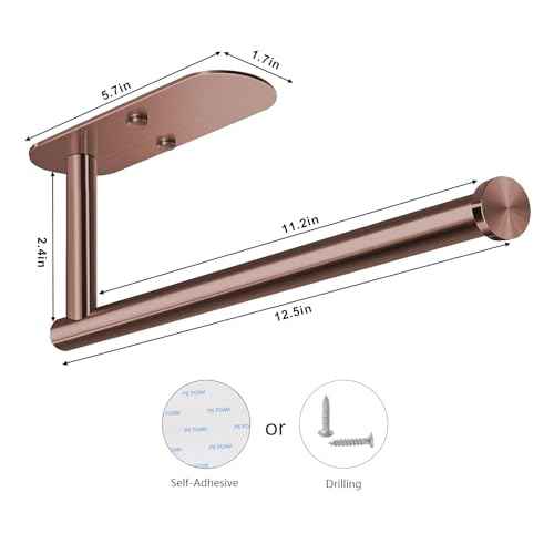 Adhesive Paper Towel Holder Under Cabinet Wall Mount for Kitchen Paper Towel (2 Count)