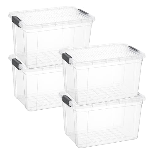 26.5 Quart Clear Plastic Storage Boxes with Lids (4 Count)