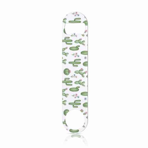 Watercolor Cactus and Flowers Stainless Steel Bottle Opener Pastel Floral Cacti Tropical Green Succulents Flat Beer Bottle Opener Keychain for Home Kitchen Bar Restaurant Party Birthday Gift
