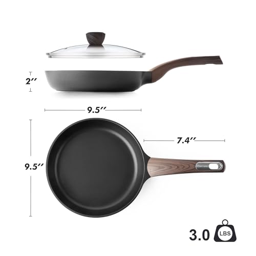 9.5inch Nonstick Frying Pan Paella Pan with Lid