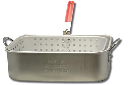 KK6 15 Quart Aluminum Rectangular Fry Pan and Basket